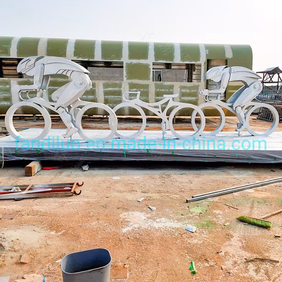Escultura interativa em aço inoxidável Articulação para bicicleta Parque esportivo Arte Cidade Dinâmica Ciclismo Paisagem